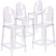 251 Finished Top Cocktail Tables - Clear Ghost Round Back Bar Stools - Bar Height - N/A