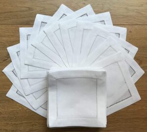 Amazing White Hemstitch Cocktail Napkins