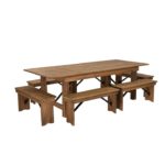 212 Farm Table With Benches - Rustic Table 8 x 40