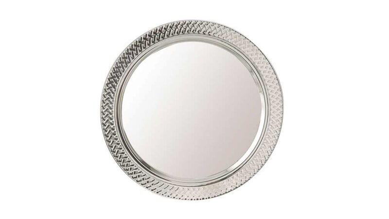 C Nickel Polished Lattice Edge Round Tray 14in