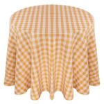 Check Tablecloth Yellow And White - rounds - 132”