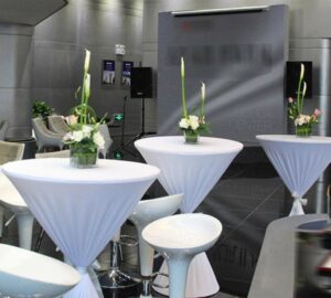 White spandex tablecloth