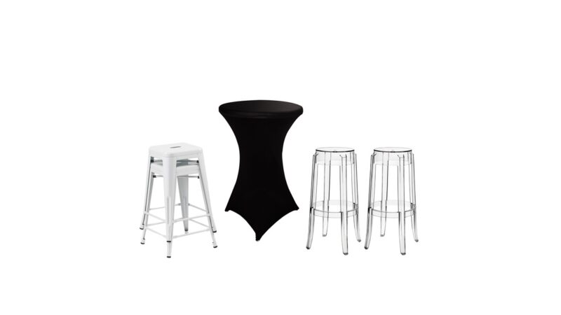 Spandex Cocktail Tablecloths and Bar Stools