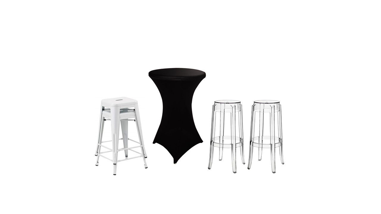 Spandex Cocktail Tablecloths and Bar Stools