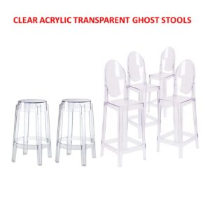 813 Clear Ghost Round Back And Backless Bar Stools