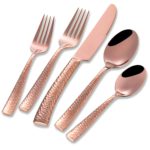 D Rose Gold Hammered Mirror Flatware for Rent - Dinner Fork