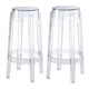 251 Finished Top Cocktail Tables - Clear Ghost Backless Bar Stools - Bar Height - N/A