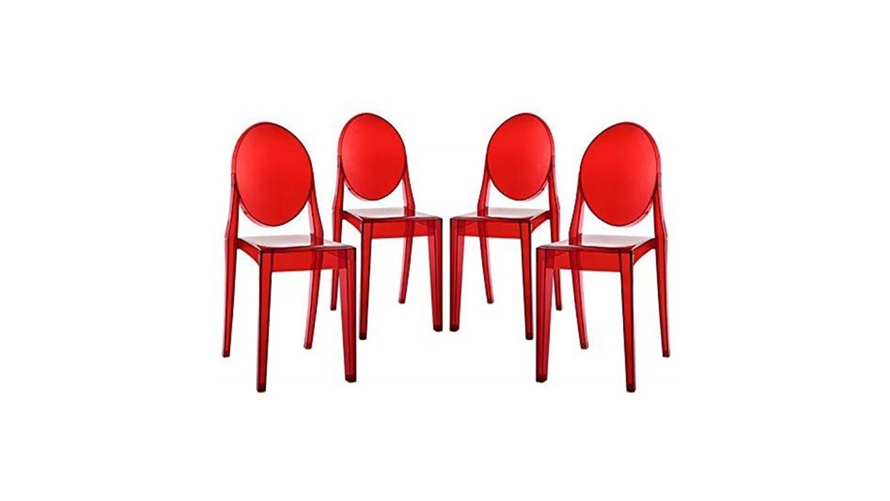 Stackable Ghost red Round Back Chair for Rent