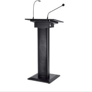 A Podium Lectern Black With Mic