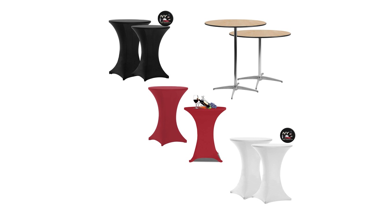 Cocktail bar height tables for rent 