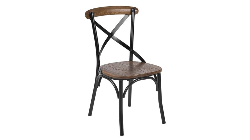 654 Cross Back Chair Black Fruitwood