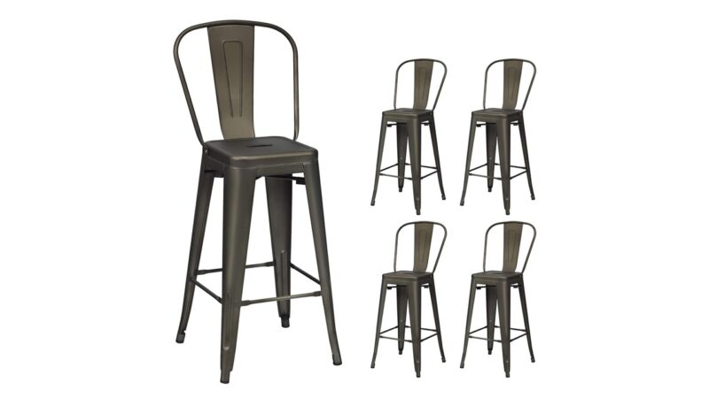 703 Gray Metal Bar stools Rustic