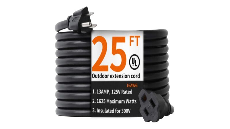 Outdoor Extension Cord 25 Feet Waterproof