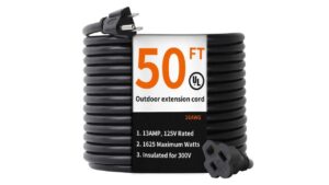 Outdoor Extension Cord 50 Feet Waterproof