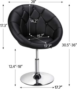 Makeup Chair Velvet Round Tufted Back Swivel Black