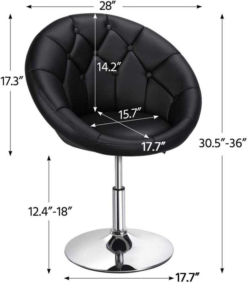 Makeup Chair Velvet Round Tufted Back Swivel Black