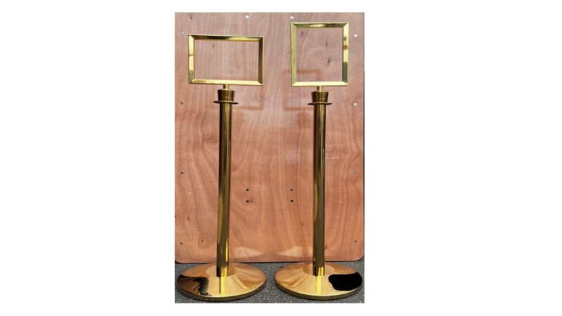 Gold Stanchion Sign Holders