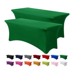 Green spandex tablecloth for a 6 foot table.
