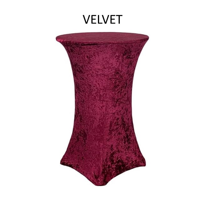 Velvet Spandex Tablecloths Burgundy.