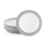 Plastic White With Silver Trim - 9” = 30 Pcs