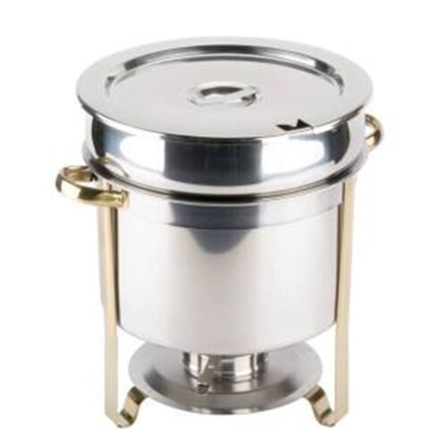 Stainless With Gold Trim 7QT Soup Tureen