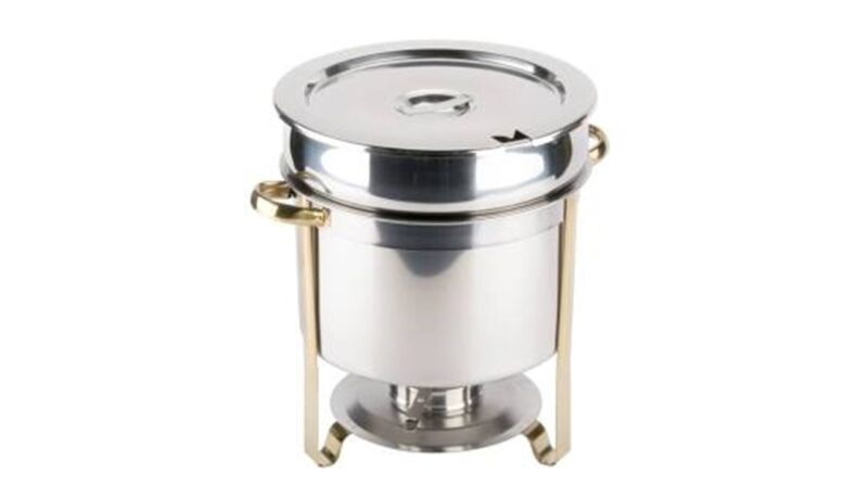 Stainless With Gold Trim 7QT Soup Tureen