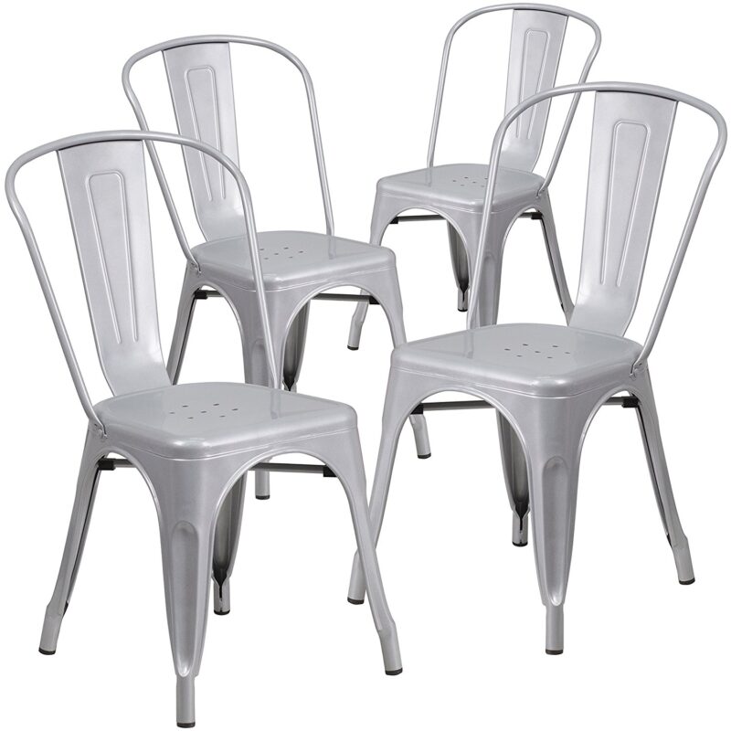 755 Bistro Chair Pewter Metal
