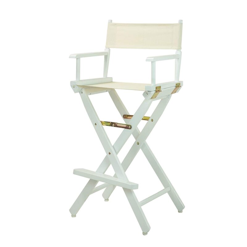 Director's Chair ,White Frame/Natural/Wheat Canvas,30" - Bar Height