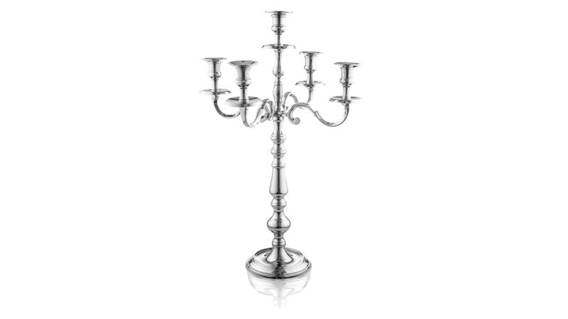 Candleabra Traditional 24"- 5 Candle Silver
