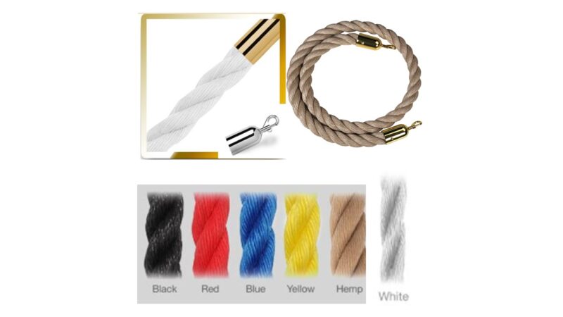 A2 Stanchion Ropes Braided Gold And Chrome Tips