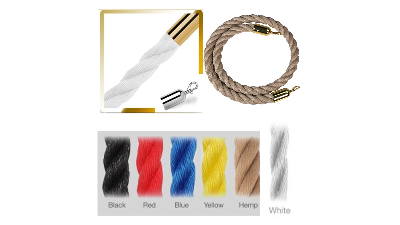 A2 Stanchion Ropes Braided Gold And Chrome Tips