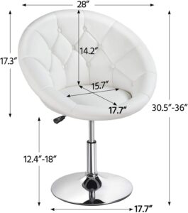 Makeup Chair Velvet Round Tufted Back Swivel White